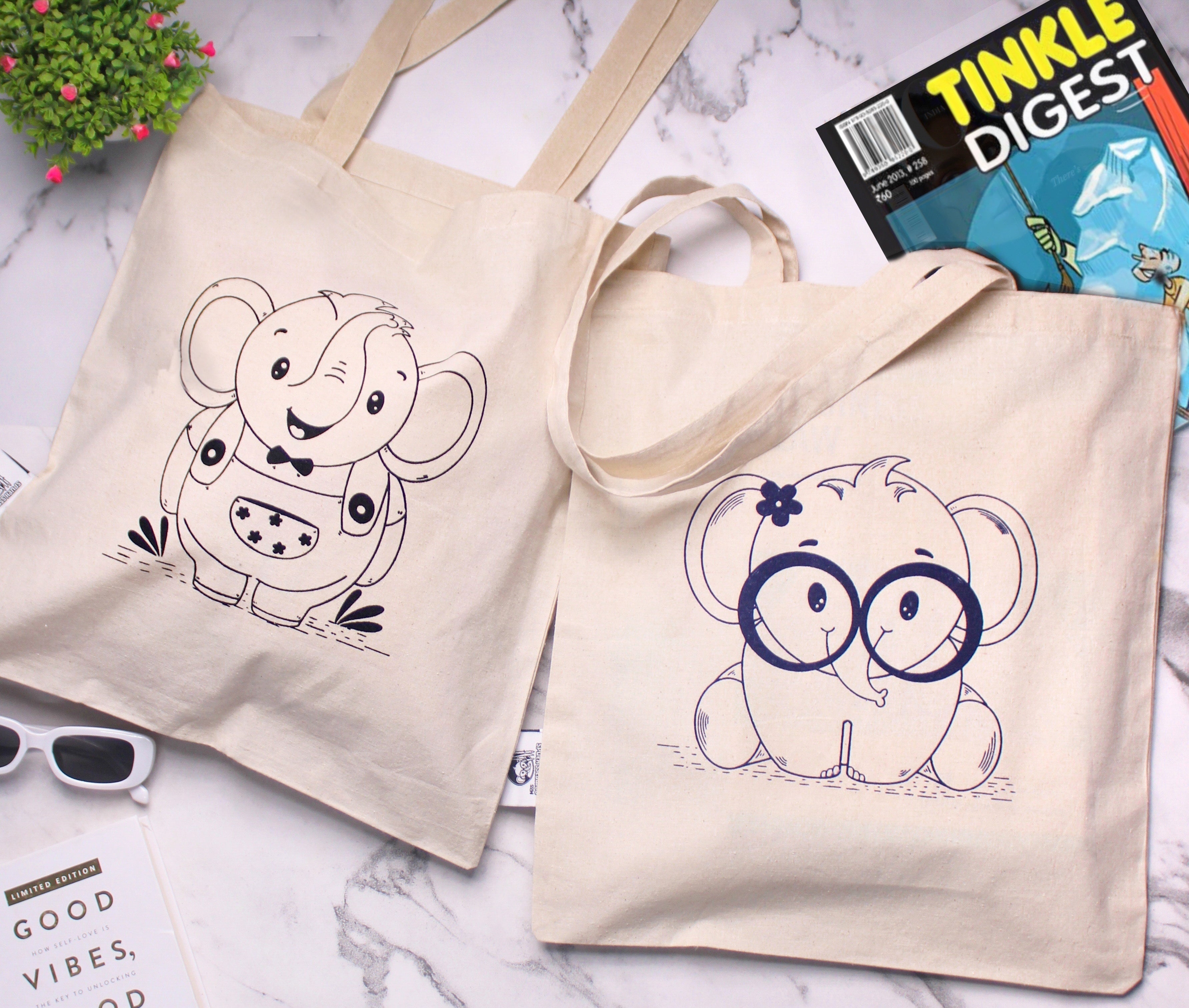 Elephant canvas hot sale tote bag